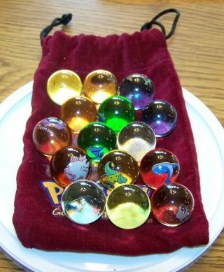 (15) Rare Pokemon Glass Shooter Marbles (26,  31,  36,  37,  More),  76 Golem Bag