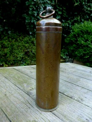 1ww Flask Trench Art Brass Copper Handmade Stamped 1915 Military Collector Rare