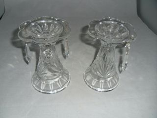 Set Of 2 Vintage Crystal Candelabrum Candle Holders Prisms
