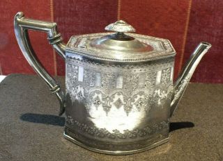 Antique Victorian Silver Plated Tea Pot A B 2 Pints Capacity