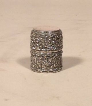Antique American Silver Plate Sewing Spool Thread Holder Wilcox Fancy Reposse