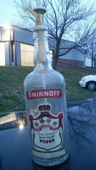 Large Vtg Smirnoff Vodka Bottle.  1 Gallon 18 " With Dispenser (rare)