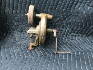 Antique Vintage Hand Crank Bench Mount Grinder Tool.  Modern Grinder.  6
