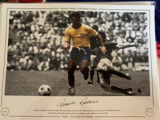 Roberto Rivalino Brazil Colourised Signed Photo.  Ltd Edition.  Rare £59.  99