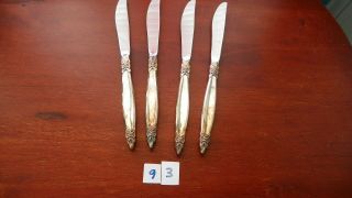 Set Of 4 1847 Rogers Bros.  Garland Dinner Knives Silver Plate