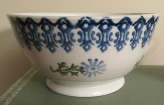 Antique Stick Spatter Spatterware Bowl - Cobalt Blue & Green Decoration