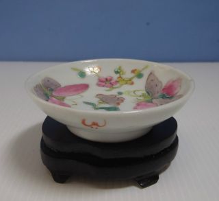 Antique Chinese Miniature Porcelain Plate 19th Century Export Custom Seal 88 C