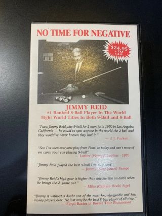 Billiards Pool Jimmy Reid No Time For Negative Vhs Cassette Rare Classic Vol 2,  3