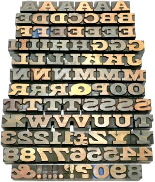 Letterpress Wood 11/16 " Decorative Alphabet 84pcs Rare Sb&co Typeface