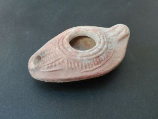 Ancient Roman Oil Lamp Pottery Antique Century 100 - 200 Ad Rare Beauty Decorated
