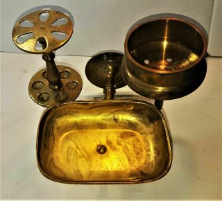 Antique Solid Brass Toothbrush,  Soap Dish and Cup holder 1900 ' s Vintage 2