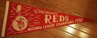 Vintage Cincinnati Reds 1970 National League Champions Pennant Full Size Rare