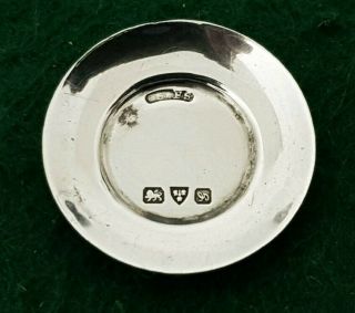 Antique Hm 1907 Cs Fs Solid Sterling Silver Miniature Dolls House Plate