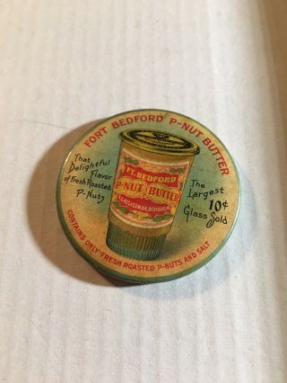 Vintage Fort Bedford P - Nut Butter Advertising Pocket Mirror Rare