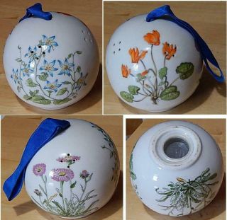Ceramic Pomander Potpourri Scent Ball Hanging Fragrance Diffuser W/ Flowers