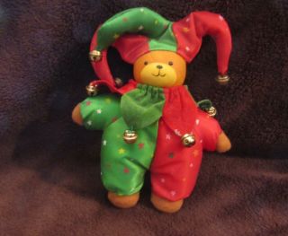 Rare Lucy And Me Bear Christmas Boy Jester Doll Porcelain And Cloth 6 "