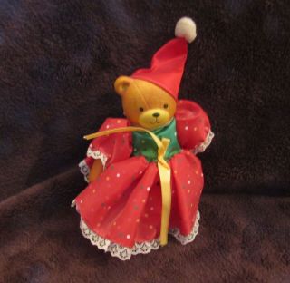Rare Lucy And Me Bear Christmas Girl Doll Porcelain And Cloth 6 "
