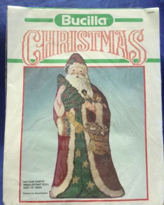 Bucilla Antique Santa Needlepoint Cross Stitch 16 " Doll Kit Christmas 60685 Open