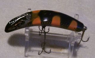 Vintage Helin Flatfish Lure 8/29/19pot Spu 2 - 7/8 " Orange Black Greenish