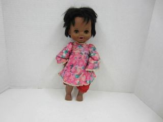 Vintage 1968/1969 Remco Baby Sister Grow A Tooth 14 1/2 " Doll Black Aa