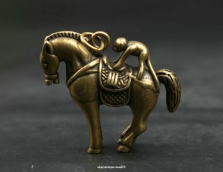 46mm Small Curio Chinese Bronze Zodiac Animal Horse Monkey Wealth Statue Pendant