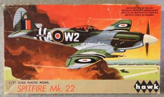 Hawk 1/72 Spitfire Mk.  22 Rare Vintage Plastic Model Kit