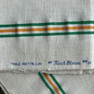 4 Vintage Antique French Torchons Tea Towels Toile Metis Lin Fleur Bleue 38 Nos