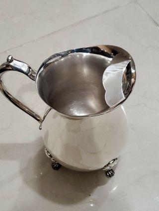 Vintage Leonard Silver Plate Pitcher Moustache Ice Guard 4 Toe Footed.