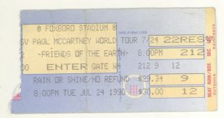 Rare Paul Mccartney 7/24/90 Boston Ma Ticket Stub The Beatles