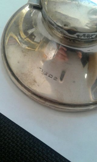 3.  5 inch diameter solid silver english capstan inkwell Birmingham 3