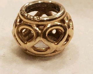 Authentic Pandora All 14k Yellow Gold 585 Ale Open Work Charm Rare Retired