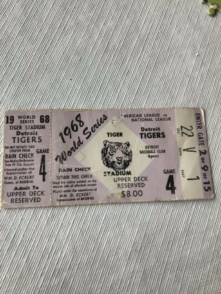 Rare 1968 Detroit Tiger World Series Ticket,  Game 4 Tiger Stadium