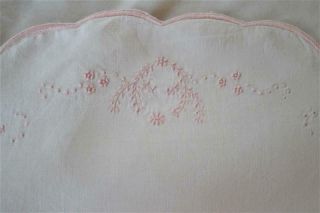 Antique Half Moon Pillowcase Pillow Cover Baby Pink Embroidery Pram Bassinet