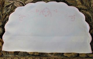 Antique Half Moon Pillowcase Pillow Cover Baby Pink Embroidery Pram Bassinet 2