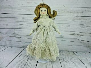 Creepy Haunted Porcelain Doll Vtg 12 " Blonde Halloween Prop Scary Possessed