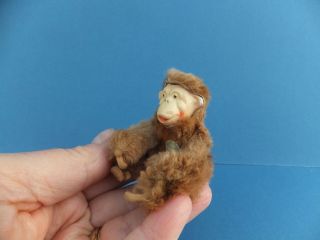 Rare Vintage Antique Miniature German FUR TOY MONKEY,  TAG Jointed Bear 2