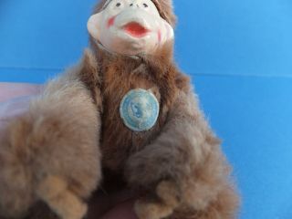 Rare Vintage Antique Miniature German FUR TOY MONKEY,  TAG Jointed Bear 3