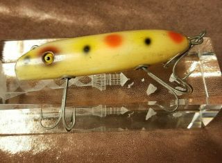 Vintage South Bend Fishing Lure Bass Oreno White With Dots