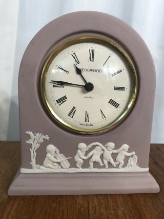 Rare Wedgwood Jasperware Clock In Rare Lavender & White Signed
