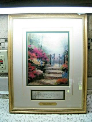 Vintage Thomas Kinkade Art Print - Garden Of Promise - Framed - C Of A Circa 1998