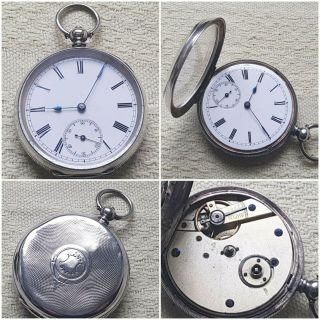 Large Antique Victorian 0.  935 Solid Silver Pocket Watch
