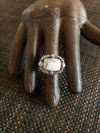 Rare Michael Dawkins Signed Sterling Silver Howlite Stone Large Ring Size 5 925