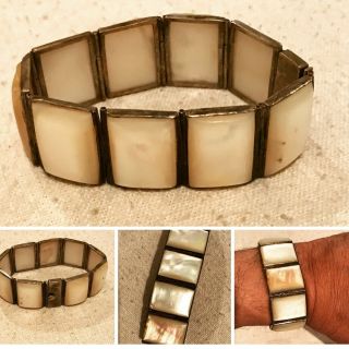 Vintage معضض يد من صدف بحري قديمsedaf Sea Shell Hand Bracelet Bronze Unisex Rare