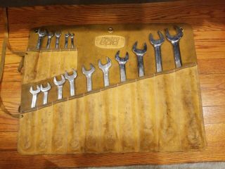 Rare Vintage Proto 500 15 Piece Comination Wrench Set 5/16 To 1 1/4 Leather Case