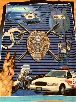 Law Enforcement Police Throw Blanket Car K - 9 Dog Cop Soft Fleece Decor Rare