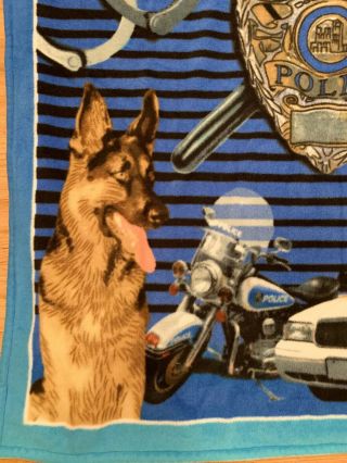 Law Enforcement Police Throw Blanket Car K - 9 Dog Cop Soft Fleece Decor Rare 3