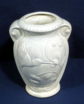 Vtg Antique Art Pottery Vase 8 " Hummingbird Brush Mccoy Rookwood Roseville Rare