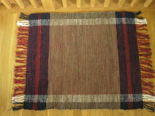 Vintage 1940’s Appalachian Rag Rug Hand Loomed Wool 28” x 32” 2