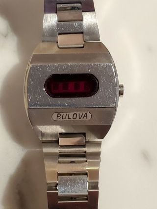 Vintage Rare Bulova N4 Accuquartz Red Led Digital Mens Wristwatch