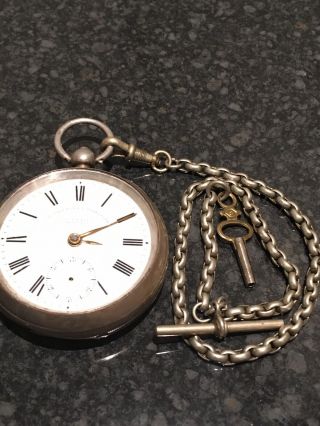 Solid Silver The " Express " English Lever Pocket Watch - J.  G Graves,  Sheffield